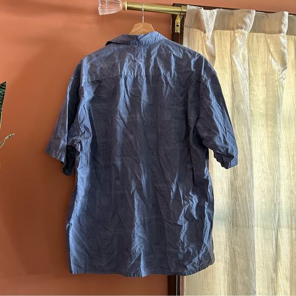 Saddlebred Short Sleeve Button Down Shirt Collar Pocket Blue Pattern Size XXL - Picture 4 of 4